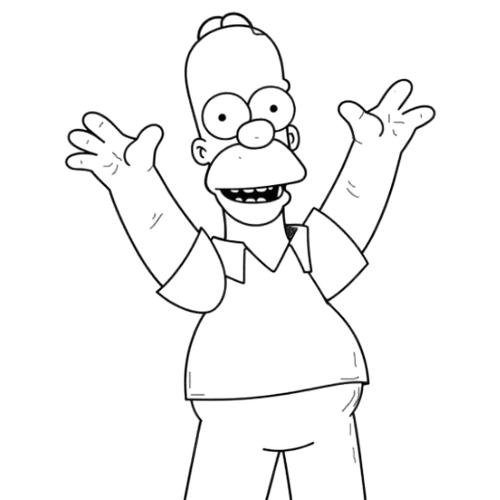 HAPPY SMILE, Cartoon, Homer Simpson, The Simpsons, Cartoon Character, Line Art
