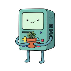 Holding Plant Bmo, Cartoon, adventure_time, BMO, easy, famous