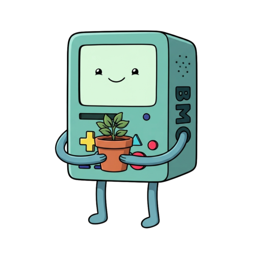 Holding Plant Bmo, Cartoon, adventure_time, BMO, easy, famous