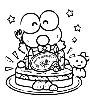 Happy Brirthday Frog, Cartoon, birthday_cake, easy, JP, US
