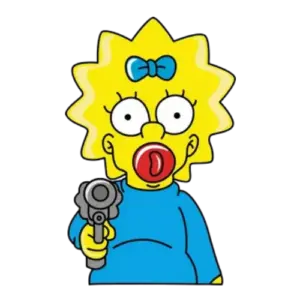 Holding Grey Gun, Cartoon, The_Simpsons, Maggie_Simpson, easy, famous