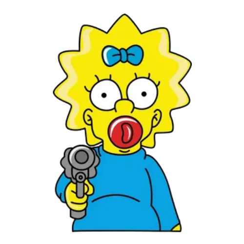Holding Grey Gun, Cartoon, The_Simpsons, Maggie_Simpson, easy, famous