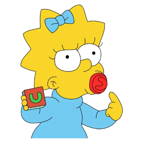 Holding Toy Block, Cartoon, The_Simpsons, Maggie_Simpson, easy, famous