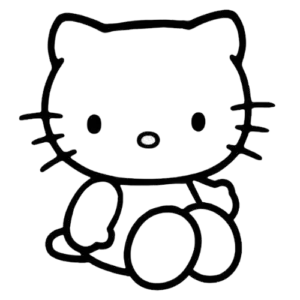 Kitty Basic Titl Sit, Cartoon, sanrio, hello_kitty, coloring_pages, no_color