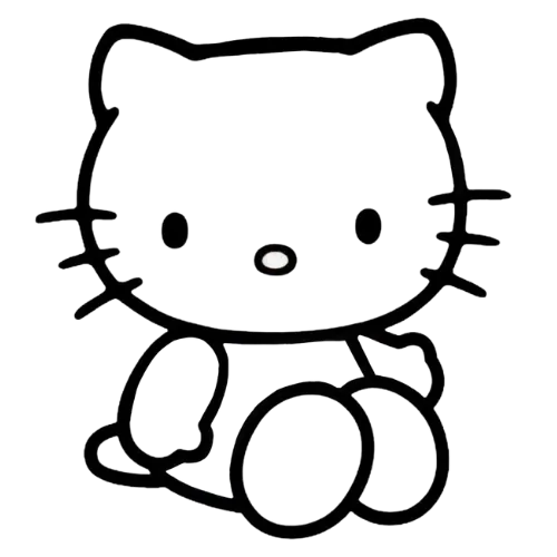 Kitty Basic Titl Sit, Cartoon, sanrio, hello_kitty, coloring_pages, no_color