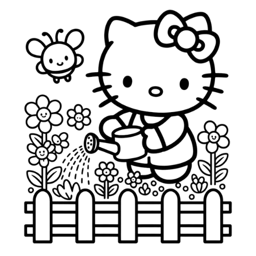 Kitty In The Garden, Cartoon, Hello_Kitty, easy, famous, JP