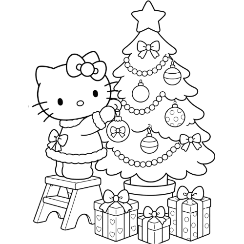 Kitty With Tree, Cartoon, Hello_Kitty, easy, JP, US