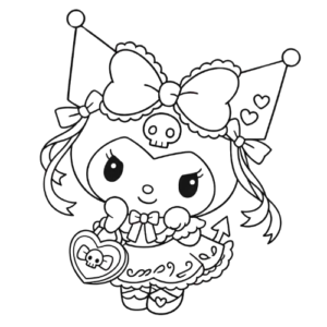 Kuromi Detail Bow, Cartoon, sanrio, kuromi, coloring_pages, no_color