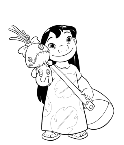 Lilo With Flowers, Cartoon, Lilo_and_Stitch, Lilo, easy, famous
