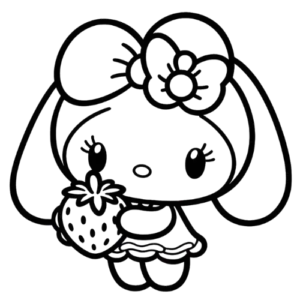 Melody Strawberry, Cartoon, sanrio, my_melody, coloring_pages, no_color