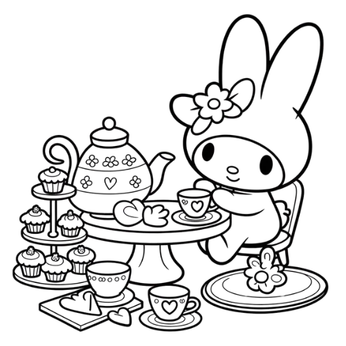 Melody Party, Cartoon, unknown, My_Melody, easy, famous