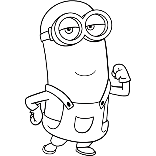Minion John, Cartoon, Minion, cool, no color, easy