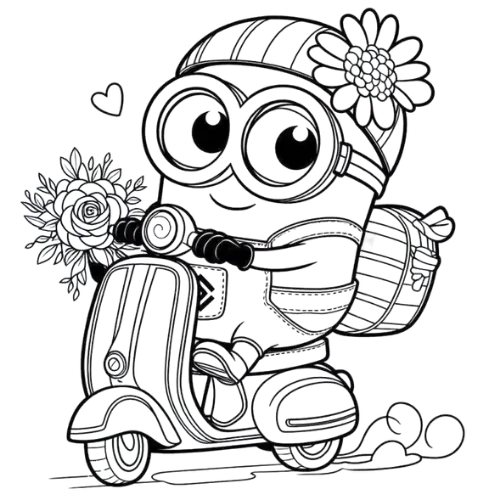 Minion Vespa, Cartoon, abstract_art, hard, US, IT