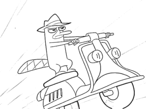 Perry Bicycle Outline, Cartoon, Phineas_and_Ferb, Perry_the_Platypus, normal, famous