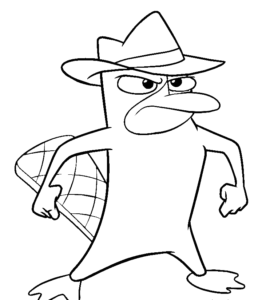 Perry Standing Outline, Cartoon, Phineas_and_Ferb, Agent_P, easy, famous