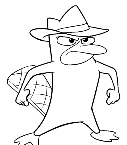 Perry Standing Outline, Cartoon, Phineas_and_Ferb, Agent_P, easy, famous