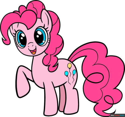 Pink Pony Standing, Cartoon, My_Little_Pony, Pinkie_Pie, easy, famous