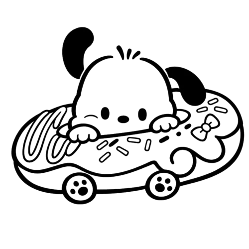 Puppy Driving Car, Cartoon, character, unknown_character, easy, JP