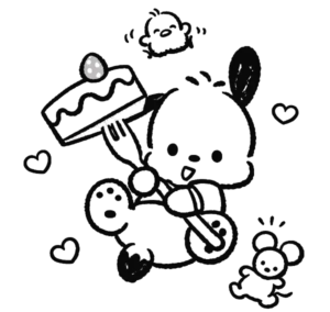 Puppy With Cake, Cartoon, cute_character, easy, JP, KR