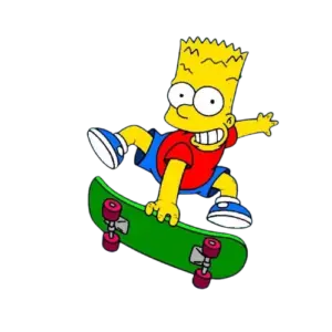 SURFING GREEN SKATEBOARD, Cartoon, The_Simpsons, Bart_Simpson, easy, famous
