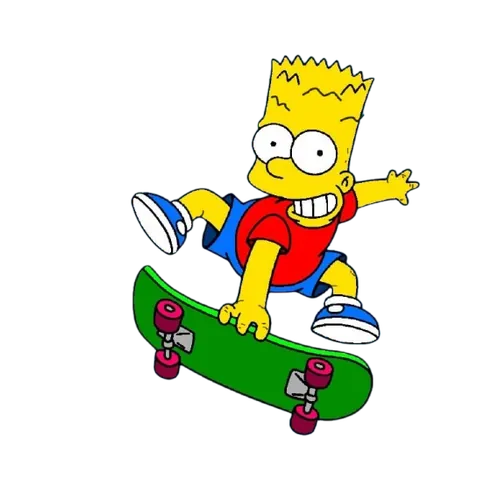 SURFING GREEN SKATEBOARD, Cartoon, The_Simpsons, Bart_Simpson, easy, famous