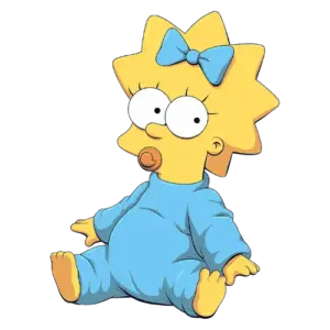 Seated Floor Pose, Cartoon, Maggie Simpson, Sitting, Baby
