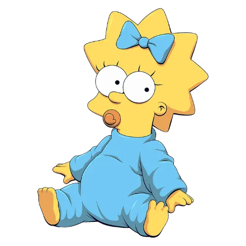 Seated Floor Pose, Cartoon, Maggie Simpson, Sitting, Baby
