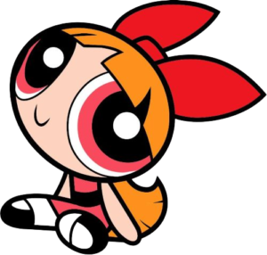 Sitting Blossom, Cartoon, The_Powerpuff_Girls, Blossom, easy, US