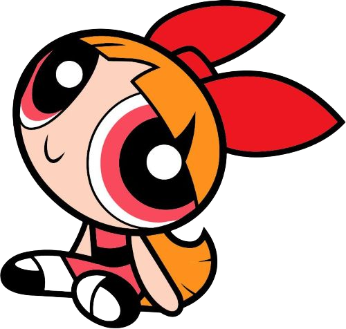 Sitting Blossom, Cartoon, The_Powerpuff_Girls, Blossom, easy, US