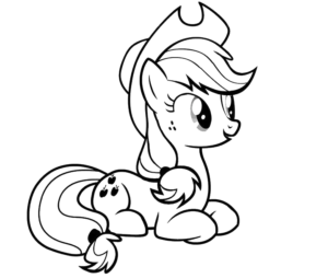 Sitting Cute Pony, Cartoon, My_Little_Pony, Applejack, easy, famous