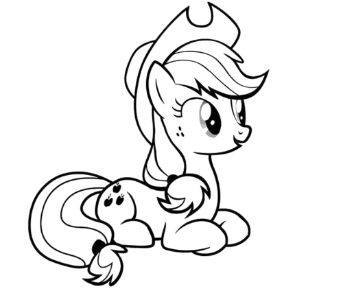 Sitting Cute Pony, Cartoon, My_Little_Pony, Applejack, easy, famous