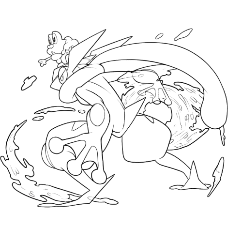 Sketch Greninja, Cartoon, abstract_dragon, hard, JP, CN