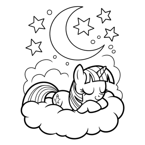 Sleeping Pony Coloring (2), Cartoon, My_Little_Pony, Twilight_Sparkle, normal, famous