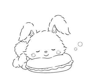 Sleeping Rabbit, Cartoon, rabbit_with_burger, easy, JP, KR