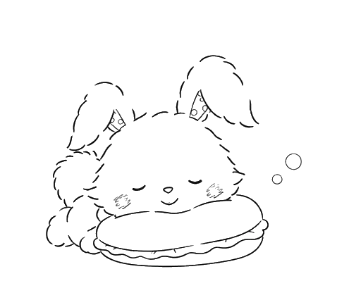 Sleeping Rabbit, Cartoon, rabbit_with_burger, easy, JP, KR
