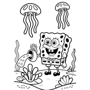 SpongeBob Sea, Cartoon, dark, abstract, minimalist, no_color