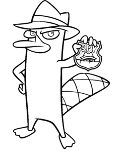 Standing Perry Outline, Cartoon, Phineas_and_Ferb, Perry_the_Platypus, easy, famous