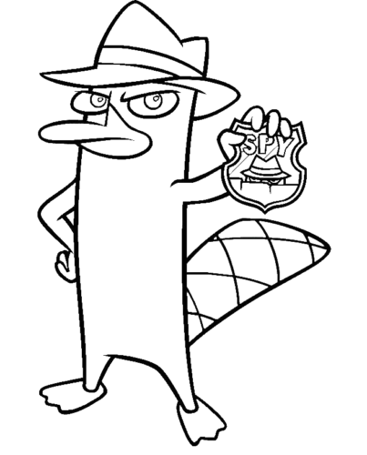 Standing Perry Outline, Cartoon, Phineas_and_Ferb, Perry_the_Platypus, easy, famous