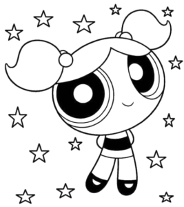 Starry Bubbles, Cartoon, Powerpuff_Girls, Bubbles, easy, famous