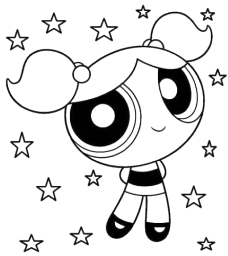 Starry Bubbles, Cartoon, Powerpuff_Girls, Bubbles, easy, famous