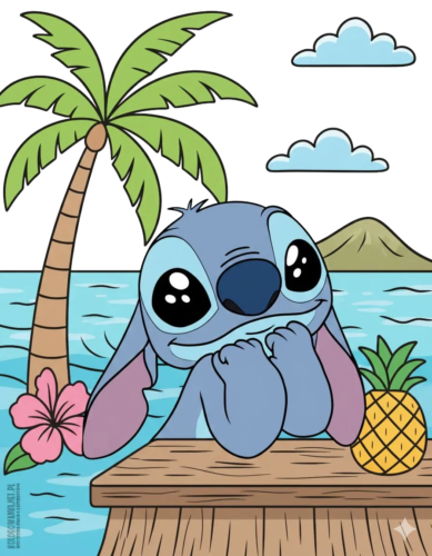 Stitch Beach Vacation, Cartoon, Lilo_and_Stitch, Stitch, easy, famous
