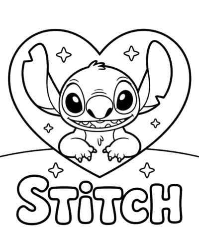 Stitch Heart, Cartoon, Lilo_and_Stitch, Stitch, easy, famous