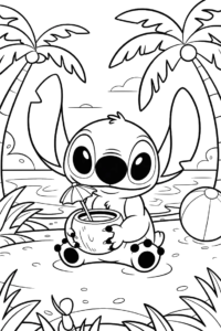 Stitch In Tropical Frame, Cartoon, Lilo_and_Stitch, Stitch, easy, famous
