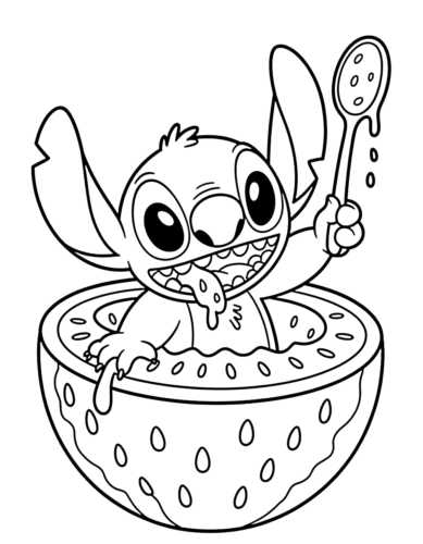 Stitch In Watermelon, Cartoon, Lilo_&_Stitch, Stitch, normal, famous
