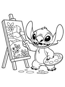 Stitch With Gift, Cartoon, Lilo_and_Stitch, Stitch, easy, famous