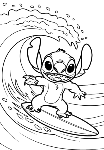 Surfing Stitch, Cartoon, Lilo_and_Stitch, Stitch, normal, famous