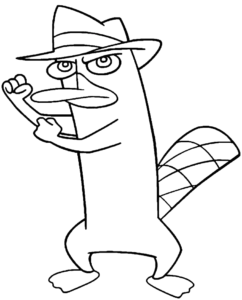 Walking Perry Outline, Cartoon, Phineas_and_Ferb, Perry_the_Platypus, easy, famous