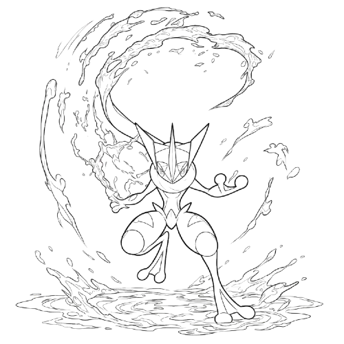 Water Aura Greninja, Cartoon, abstract_creature, hard, US, DE