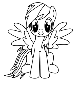 Winged Pony Outline, Cartoon, My_Little_Pony, Rainbow_Dash, easy, famous