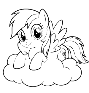 Standing Pony Outline, Cartoon, my_little_pony, rainbow_dash, easy, famous